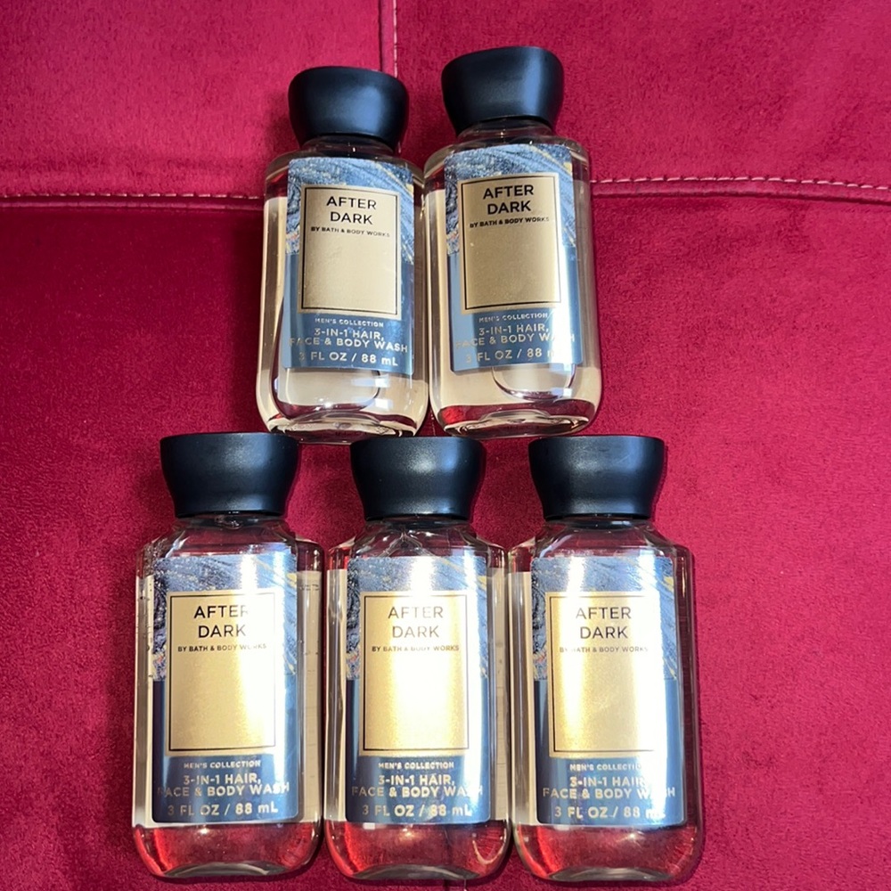 BBW Mens 5pc Travel size After Dark shower gel